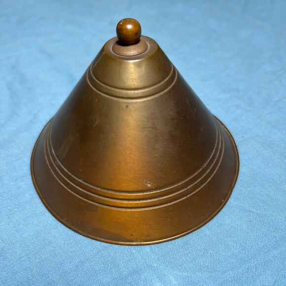 Vintage 30s Copper Desk Lamp and Clip Shade Black Iron Detail Cloth Cord - Picture 8 of 10